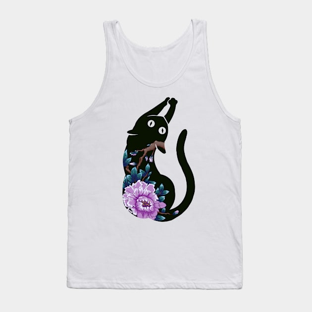 Flower Japan Cat Tank Top by NevermindOnArt